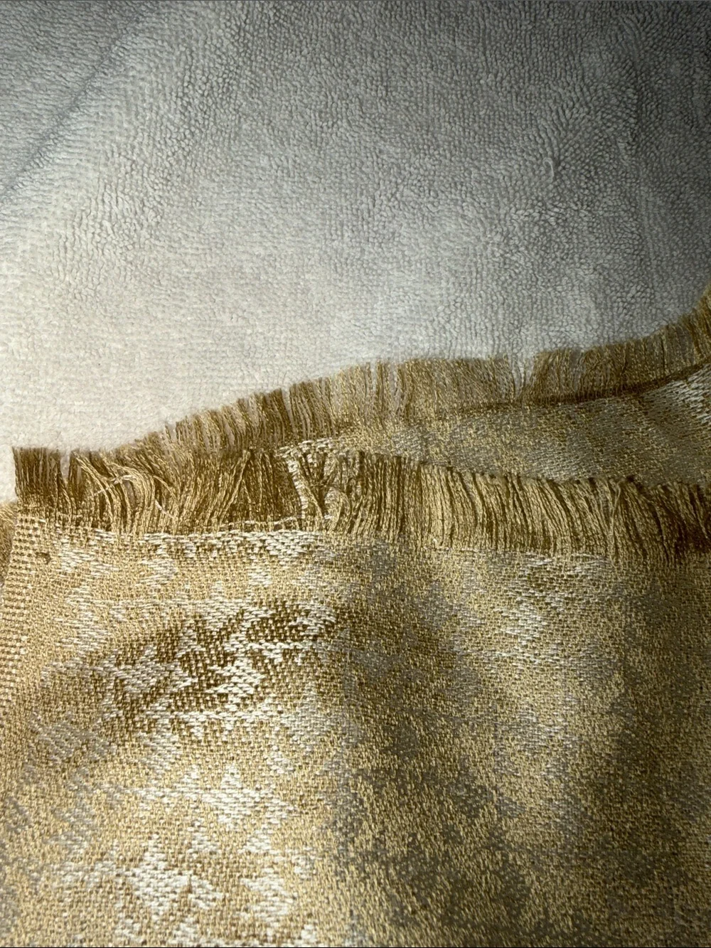 Michael Kors NWT Metallic Gold Ivory Jacquard Logo Scarf Wrap Shawl NWT 25”x84”